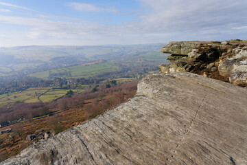 Poster - High above Hope Valley on the gritstone rocks of Curbar edge.