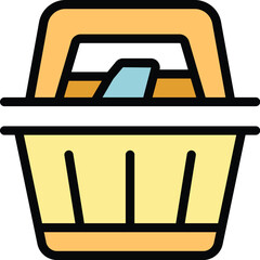 Poster - Shopping basket icon. Outline Shopping basket vector icon for web design isolated on white background color flat