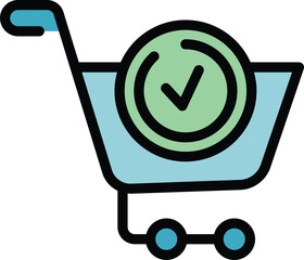 Poster - Shopping cart icon. Outline Shopping cart vector icon for web design isolated on white background color flat