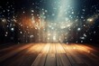 © SVasco - Background for photography with wooden floor and light bokeh effects Generative AI Illustration
