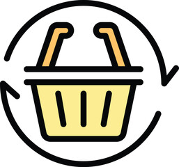 Poster - Online shop basket icon. Outline Online shop basket vector icon for web design isolated on white background color flat
