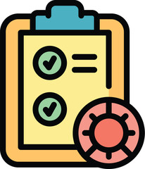 Poster - Test clipboard icon. Outline Test clipboard vector icon for web design isolated on white background color flat
