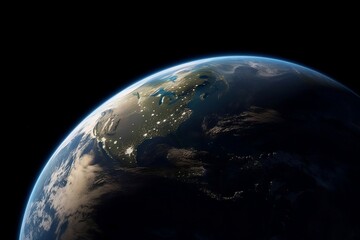 Earth in Space. Planet Globe on Black Background for Science Wallpaper