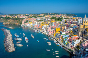 Wall Mural - Aerial view of Marina di Corricella at Italian island Procida