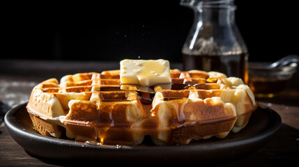 Poster - Waffle with Butter and Maple Syrup Generative AI