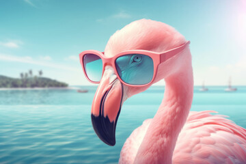 Wall Mural - Flamingo and summer concept. Travel vacation and lifestyle. Generative ai