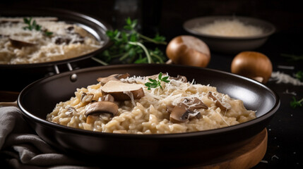 Poster - Mushroom Risotto with Parmesan Cheese Generative AI