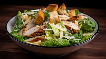 Poster - Caesar Salad with Grilled Chicken  Generative AI