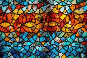 Poster - colorful stained glass window with intricate patterns created with Generative AI technology