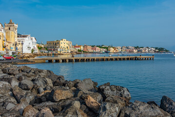 Wall Mural - Seaside view of Porto d'Ischia town at Ischia island, Italy