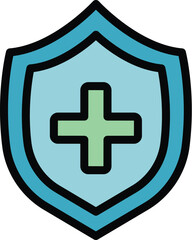 Poster - Medical shield icon. Outline Medical shield vector icon for web design isolated on white background color flat