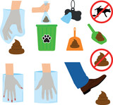Fototapeta  - Various cleaning after the pet on the street, vector illustration