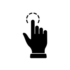Poster - Touch Gesture, Hand Cursor for Computer Mouse Silhouette Icon. Click Press Double Tap Touch Swipe Point on Cyberspace Website Sign. Pointer Finger Black Glyph Pictogram. Isolated Vector Illustration