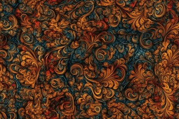 Poster - vibrant and detailed pattern on a blue backdrop created with Generative AI technology