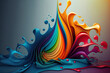 Abstract color splashes, splashing rainbow colored stripes background for design. Generative AI