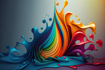 Wall Mural - Abstract color splashes, splashing rainbow colored stripes background for design. Generative AI