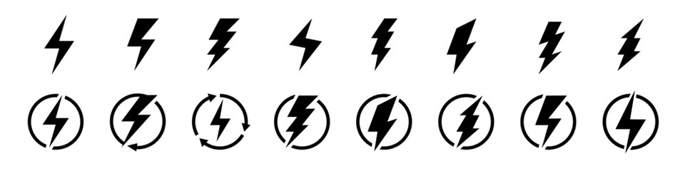 Wall Mural - Set lightning bolt or thunder icons set. Vector illustration set