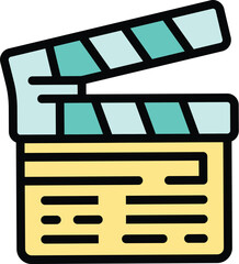 Poster - Video clapper icon. Outline Video clapper vector icon for web design isolated on white background color flat