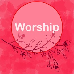 Wall Mural - Worship Pink Floral Element Circle Text