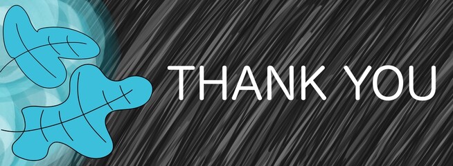 Poster - Thank You Dark Lines Turquoise Leaves Circles Text