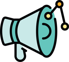 Poster - Megaphone marketing icon. Outline Megaphone marketing vector icon for web design isolated on white background color flat