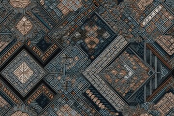 Poster - colorful geometric pattern made up of squares and other shapes created with generative ai technology