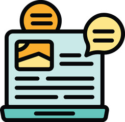 Poster - Chat marketing icon. Outline Chat marketing vector icon for web design isolated on white background color flat