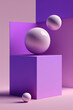 © ADDICTIVE STOCK - Generative AI illustration of colorful geometric shapes of white spheres on square form on pink floor against violet background