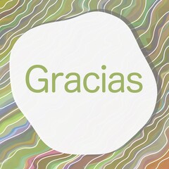Wall Mural - Gracias Colorful Waves Lines Blob Text 