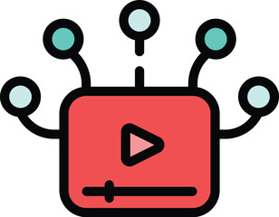 Poster - Video file icon. Outline Video file vector icon for web design isolated on white background color flat