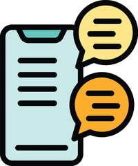 Poster - Phone chat icon. Outline Phone chat vector icon for web design isolated on white background color flat