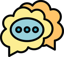 Poster - Bubble chat icon. Outline Bubble chat vector icon for web design isolated on white background color flat