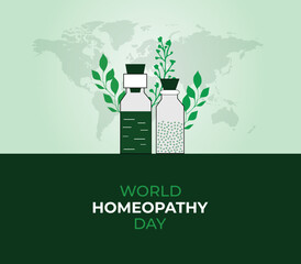 Wall Mural - World Homeopathy Day. 10 April. Homeopathy Doctors day. Vector illustration. Template for background, banner, card, poster.
