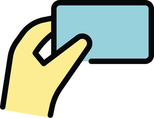 Poster - Gesture smartphone icon outline vector. Hand phone. Finger tap color flat