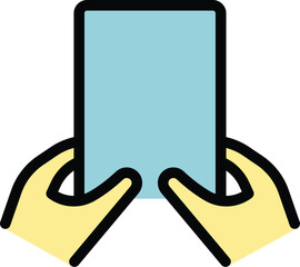 Poster - phone taking selfie icon outline vector. hand smartphone. smart camera color flat