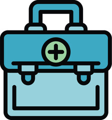 Poster - First aid kit icon. Outline First aid kit vector icon for web design isolated on white background color flat