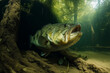 largemouth bass underwater close-up generated by ai