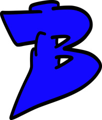 Sticker - blue graffiti letter B