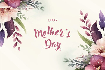 Wall Mural - Vector watercolor banner with beautiful flowers framed for mother's day. Feliz dia de la madre