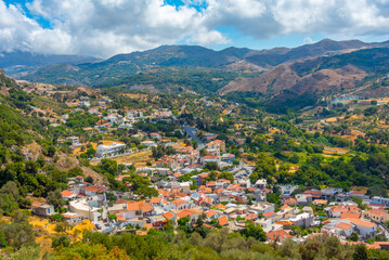 Canvas Print - Aerial view of Greek village Spili at Crete island