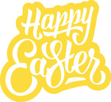 Fototapeta Młodzieżowe - Happy Easter Word art yellow