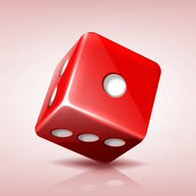 3d Realistic Vector Icon. Casino Red Dice. Isolated. Casino, Gambling Concept.