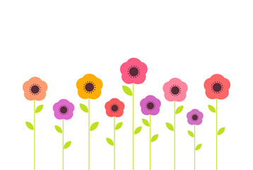 Sticker - Colorful summer flowers. Flat design illustration.