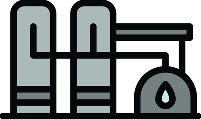Sticker - Kerosene factory icon. Outline Kerosene factory vector icon for web design isolated on white background color flat