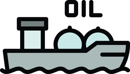 Poster - Boat oil icon. Outline Boat oil vector icon for web design isolated on white background color flat