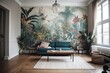 A Modern House Garden: Bringing In New Life with Interior Design and Mural Decorations: Generative AI