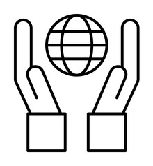 Aufkleber - Earth in hands outline icon. Element of ecology icon for mobile concept and web apps. Thin line Earth in hands can be used for web and mobile on white bakgorund
