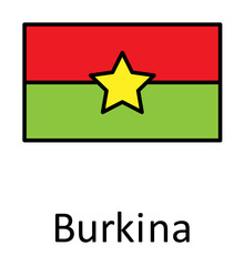 Aufkleber - National flag of Burkina in simple colors with name icon