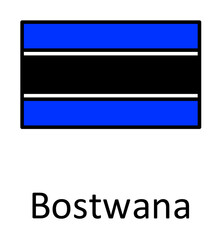 Aufkleber - National flag of Botswana in simple colors with name icon