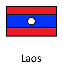 Aufkleber - National flag of Laos in simple colors with name icon